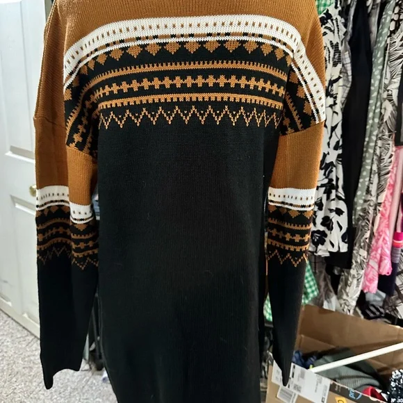 Cupshe Brown and Black Turtleneck Sweater Dress - Picture 4 of 4